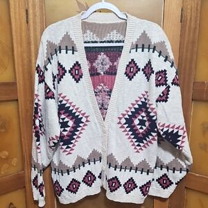 Vintage Western Boho Oversized Cardigan Sweater